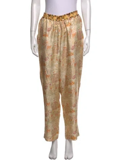 Pre-owned La Prestic Ouiston Silk Wide Leg Pants In Neutrals