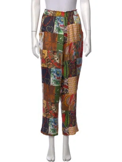 Pre-owned La Prestic Ouiston Silk Wide Leg Pants In Orange