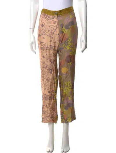 Pre-owned La Prestic Ouiston Silk Wide Leg Pants In Pink