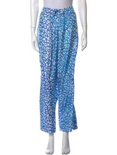 Pre-owned La Prestic Ouiston Silk Wide Leg Pants W/ Tags In Blue
