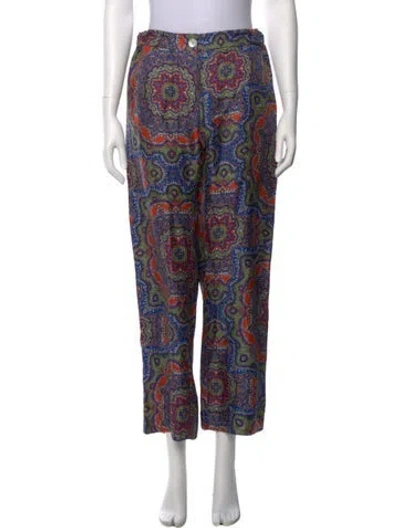 Pre-owned La Prestic Ouiston Silk Wide Leg Pants W/ Tags In Multi