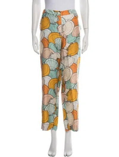 Pre-owned La Prestic Ouiston Silk Wide Leg Pants W/ Tags In Multi