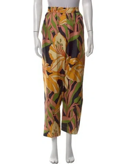 Pre-owned La Prestic Ouiston Silk Wide Leg Pants W/ Tags In Orange
