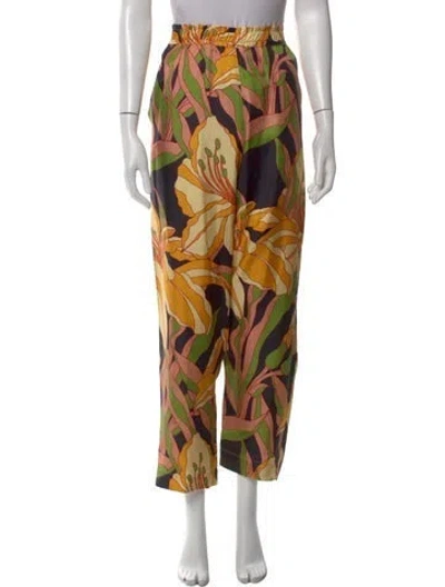 Pre-owned La Prestic Ouiston Silk Wide Leg Pants W/ Tags In Orange