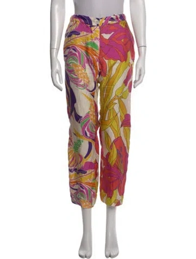 Pre-owned La Prestic Ouiston Silk Wide Leg Pants In Yellow