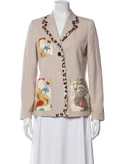 Pre-owned La Prestic Ouiston Striped Blazer In Neutral