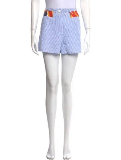 Pre-owned La Prestic Ouiston Striped Mini Shorts In Green