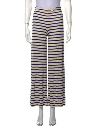 Pre-owned La Prestic Ouiston Striped Wide Leg Pants In Neutrals
