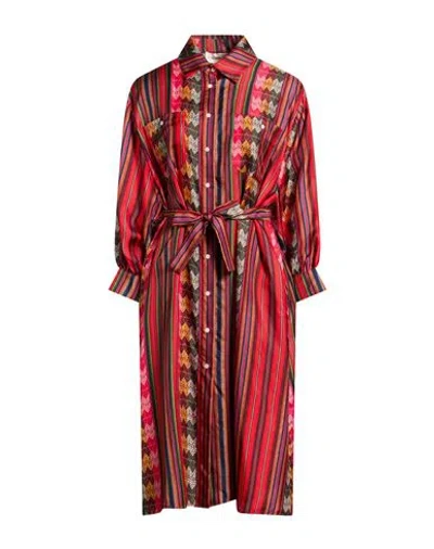 La Prestic Ouiston Woman Midi Dress Coral Size 0 Silk In Red