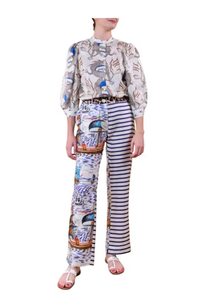 La Prestic Ouiston Women's Lucky Pants In Mix Caravelle Ecru In Multi