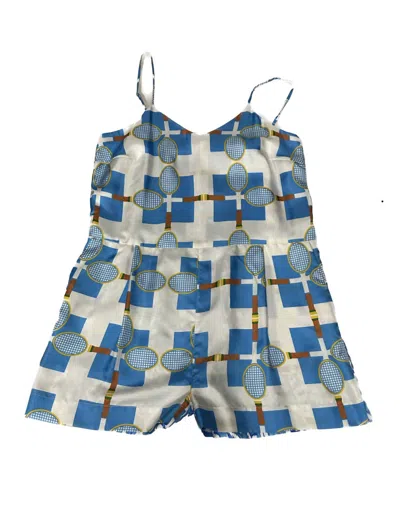 La Prestic Ouiston Women's Tennis Racquet Midi Romper In Multicolor In Blue