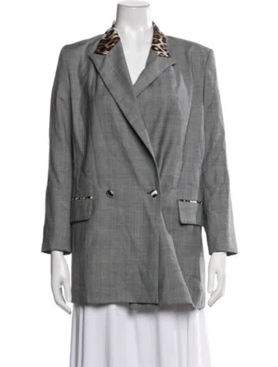 Pre-owned La Prestic Ouiston Wool Animal Print Blazer In Grey