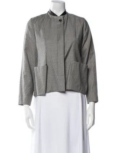 Pre-owned La Prestic Ouiston Wool Houndstooth Print Jacket In Gray