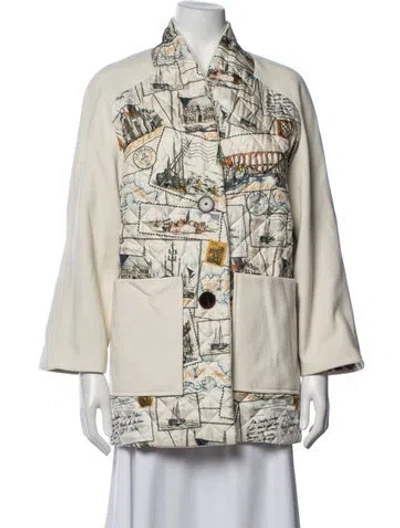Pre-owned La Prestic Ouiston Wool Printed Jacket In Neutral