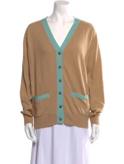 Pre-owned La Prestic Ouiston Wool V-neck Sweater In Neutral