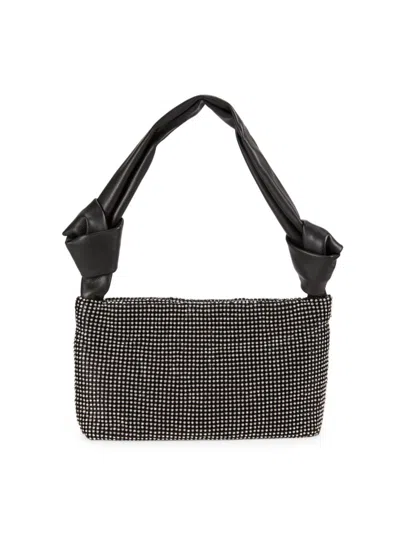 La Regale Women's Crystal Mesh Top Handle Bag In Black