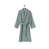 La Reina Green Waffle Bathrobe Sage