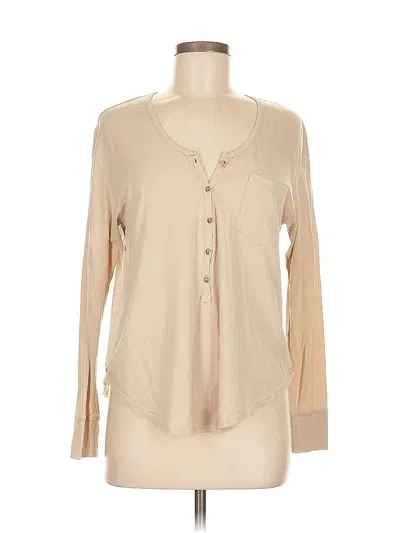 Pre-owned La Relaxed Long Sleeve Henley Shirt In Brown