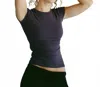 La Relaxed Organic Bebe Texture Tee In Plum In Blue