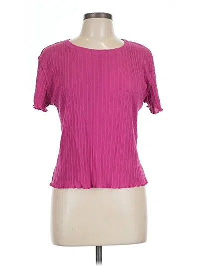 Pre-owned La Relaxed Short Sleeve Top Pink Square Neckline Tops