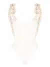 La Reveche Amira One-piece Ruffled Swimsuit In Neutrals