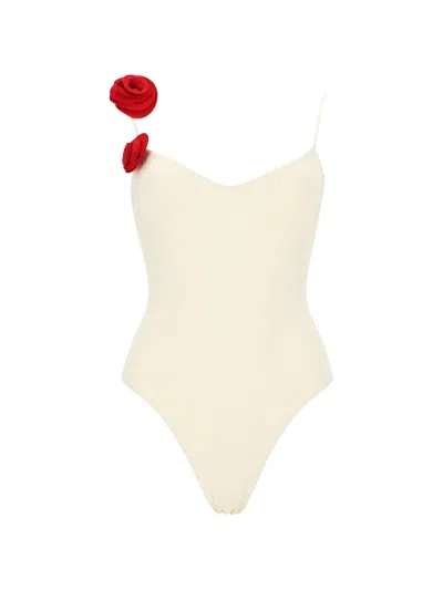 La Reveche Ashar Sweetheart Neckline Floral Swimsuit In Neutral