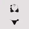 La Reveche Triangle Design Bikini With Handmade Floral Embellishments In Black