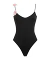 La Reveche Ashar Flower Applique One-piece Swimsuit In Black