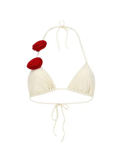 La Reveche Ashar Floral Bikini Top In White