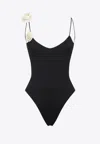 La Reveche Floral One-piece Swimsuit In Black
