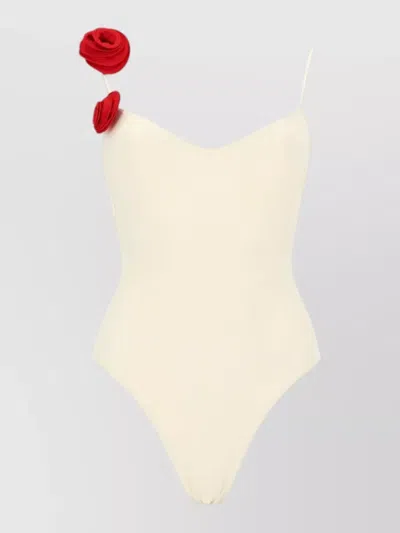 La Reveche Asymmetrical One Piece Ashar Floral Straps In Neutral