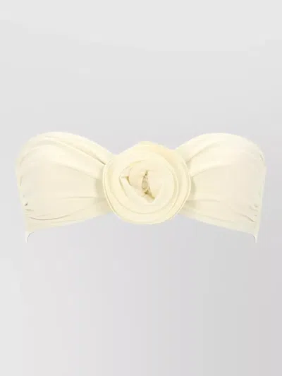 La Reveche Bikini Top Derya Floral Ruched Strapless In Neutral