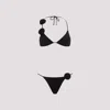 La Reveche Triangle Design Bikini With Handmade Floral Embellishments In Black