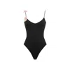 La Reveche Ashar Flower Applique One-piece Swimsuit In Black
