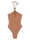 La Reveche Brown Floral-appliqu Swimsuit In Brown