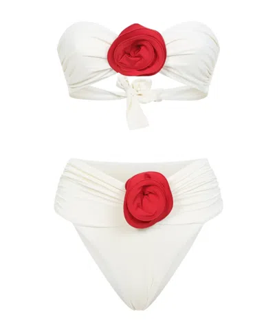 La Reveche Derya Bandeau Bikini Set In White