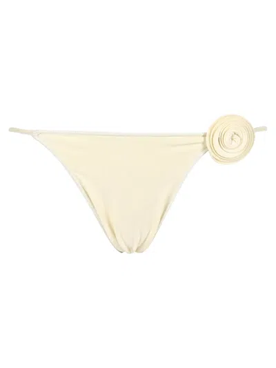 La Reveche Floral Applique Bikini Bottom In Ivory