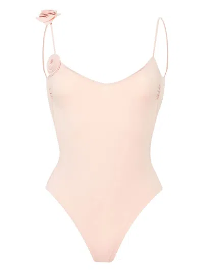 La Reveche Floral Appliqué One-piece Swimsuit In Pink