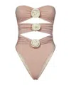 La Reveche Vesna Floral Applique One-piece Swimsuit In Pink