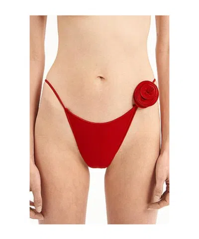 La Reveche Floral Bikini Bottoms In Red