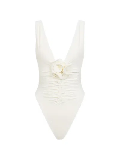 La Reveche Gathered-detail One-piece In White