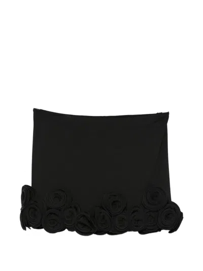 La Reveche Floral-appliqué Skirt In Black