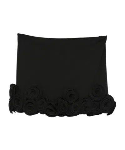 La Reveche Ivette Floral-appliqué Mini Skirt In Black