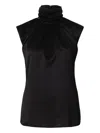 La Reveche High-neck Sleeveless Blouse In Black