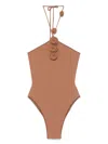 La Reveche Brown Floral-appliqu Swimsuit In Brown