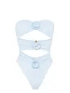 La Reveche Light Blue Flower-detailing Swimsuit In Blue