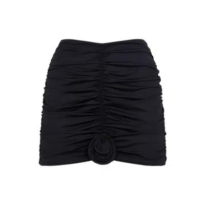 La Reveche Lillibet Skirt Floral Ruched Mini Design In Black
