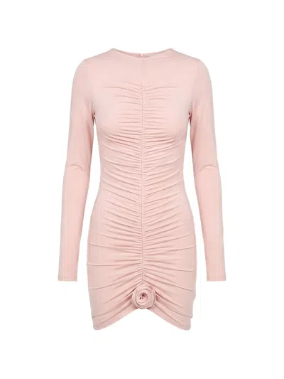 La Reveche Lillibet Ruched Floral-detail Mini Dress In Pink