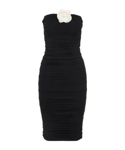La Reveche Mirey Ruched Strapless Dress In Black