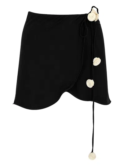 La Reveche Mini Bouquet Print Pareo In Black